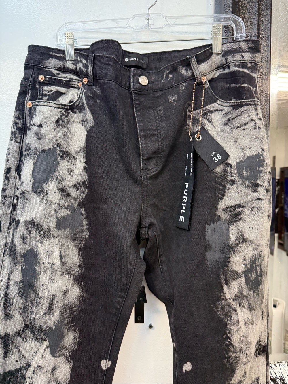 Purple Brand Jeans Men's Black & Gray Acid-Effect Bootcut Jeans - Picture 2 of 13